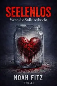 Buchcover „Seelenlos – Stille zerbricht“ von Noah Fitz – düsterer Psychothriller mit dunkler, geheimnisvoller Atmosphäre